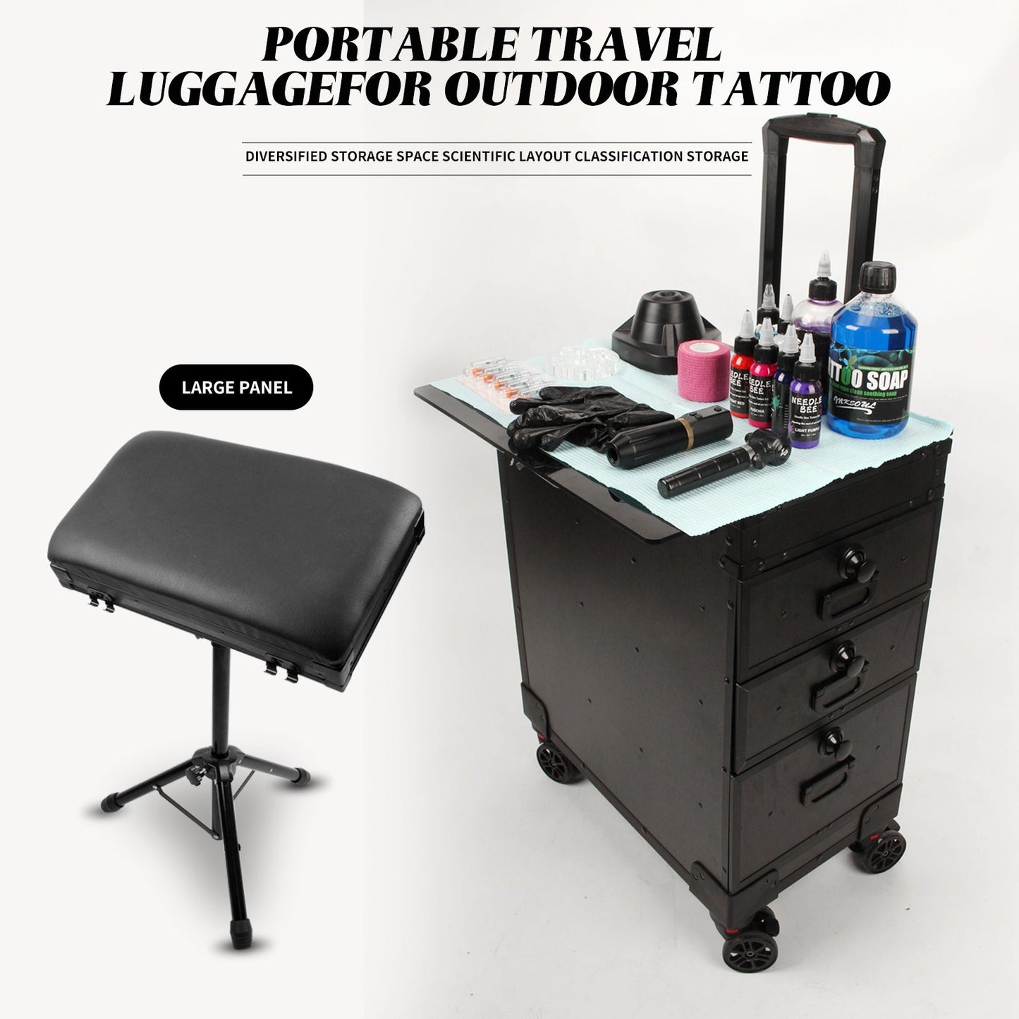 Multifunctional TATTOO Suitcase-G500(2024 new anti drop model, same video design)